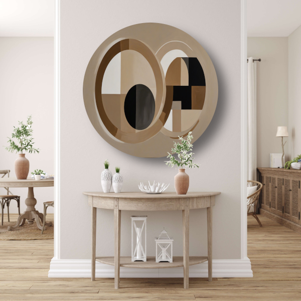 Geometrische harmonie in monochrome tinten forex muurcirkel