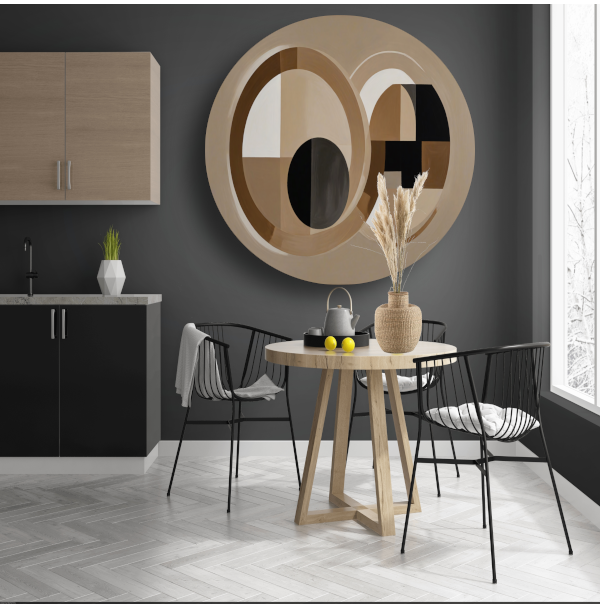 Geometrische harmonie in monochrome tinten forex muurcirkel