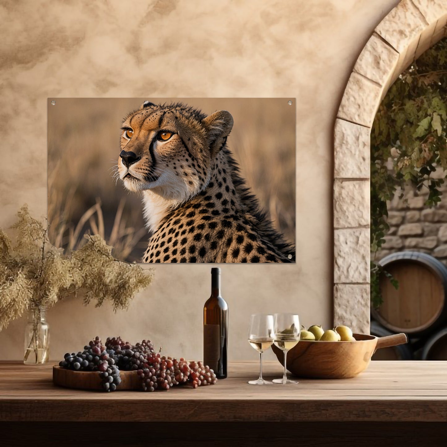 Prachtige cheeta in natuurlijke omgeving tuinposter