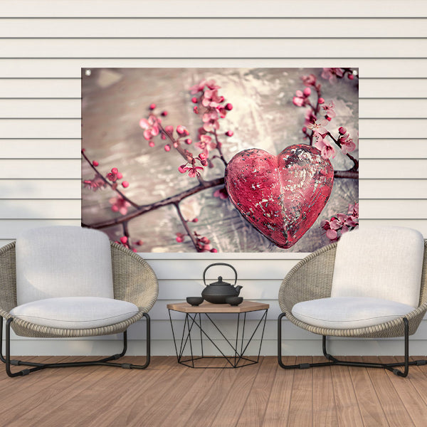 Rood Hart op Tak tuinposter