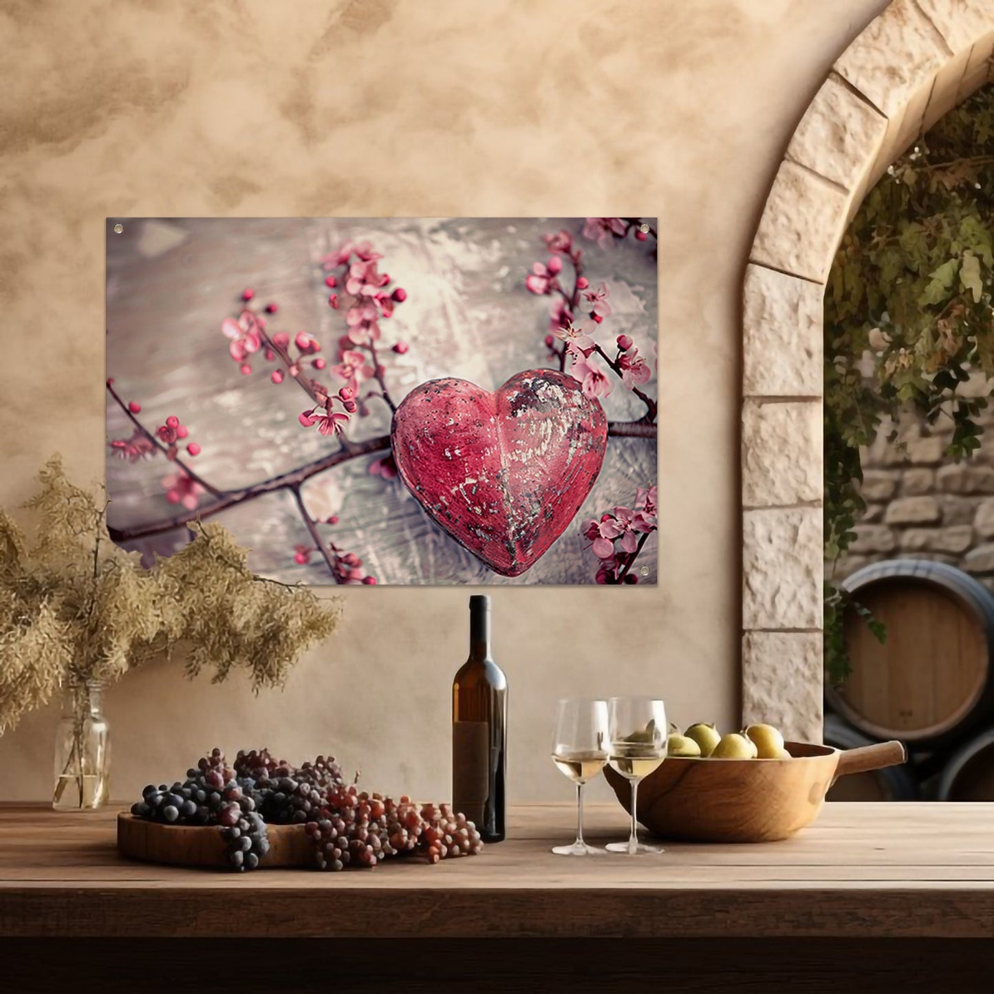 Rood Hart op Tak tuinposter