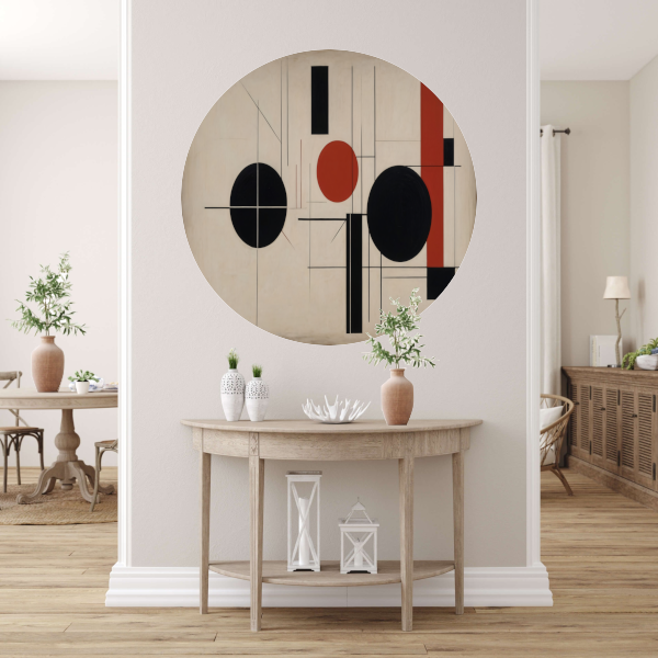 Abstracte Symmetrie in Rood, Zwart en Wit forex muurcirkel