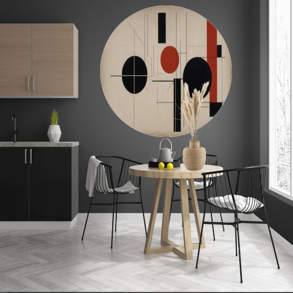 Abstracte Symmetrie in Rood, Zwart en Wit forex muurcirkel