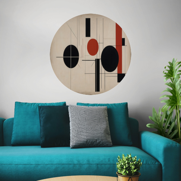 Abstracte Symmetrie in Rood, Zwart en Wit forex muurcirkel