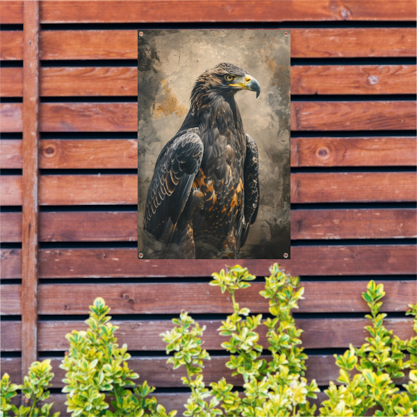 Mysterieuze adelaar met rustieke achtergrond tuinposter