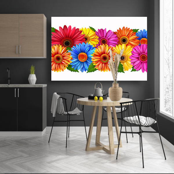 Levendige Bloemen in Heldere Kleuren op Wit poster