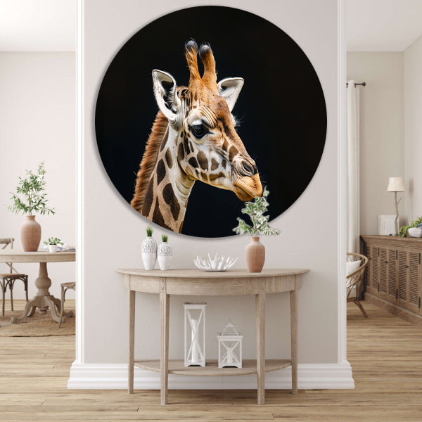 Giraffe close-up met realistische details forex muurcirkel