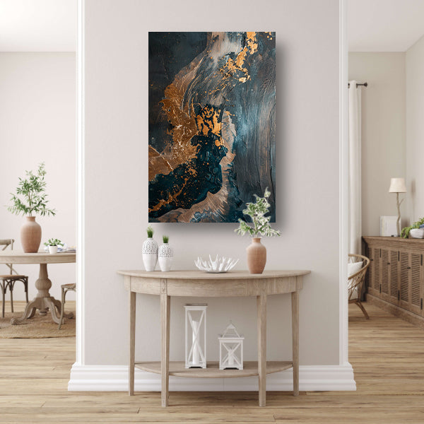 Dynamische abstracte compositie met goud poster