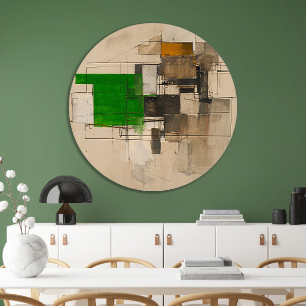 Abstract geometrisch kunstwerk met moderne vormen aluminium muurcirkel
