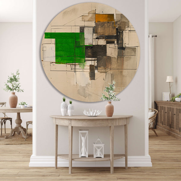 Abstract geometrisch kunstwerk met moderne vormen aluminium muurcirkel
