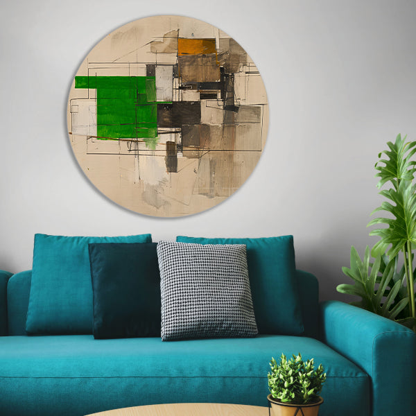 Abstract geometrisch kunstwerk met moderne vormen aluminium muurcirkel