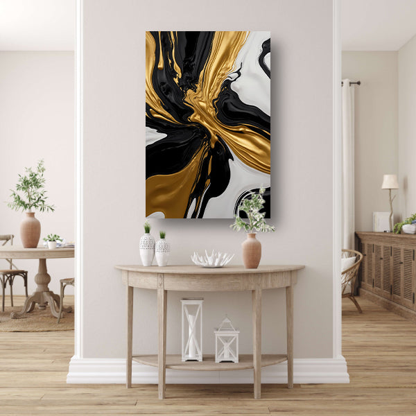 Dynamisch Zwart, Wit en Gouden Abstract Ontwerp poster