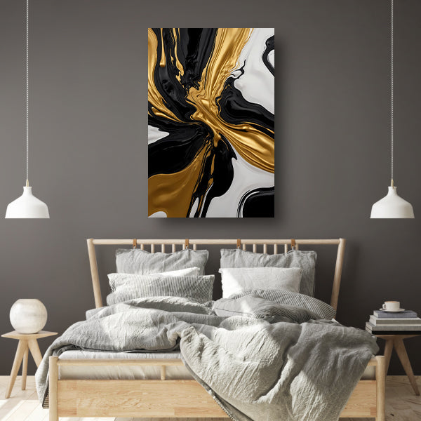 Dynamisch Zwart, Wit en Gouden Abstract Ontwerp poster