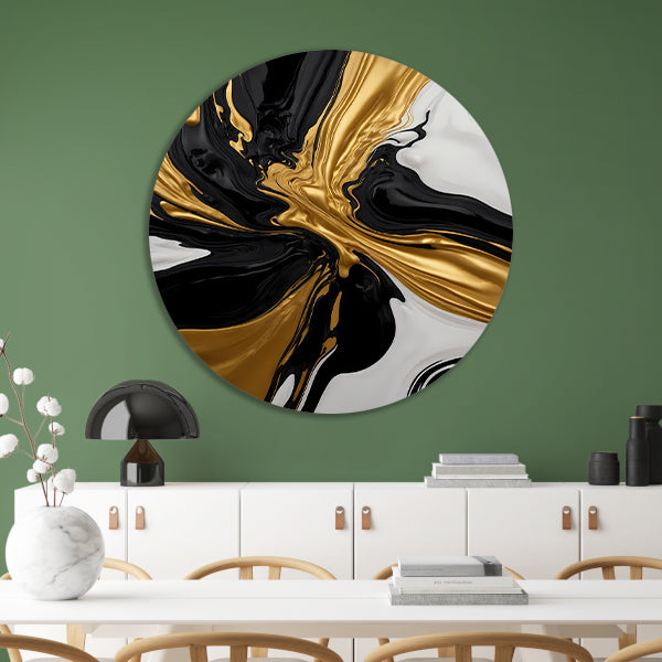 Dynamisch Zwart, Wit en Gouden Abstract Ontwerp forex muurcirkel