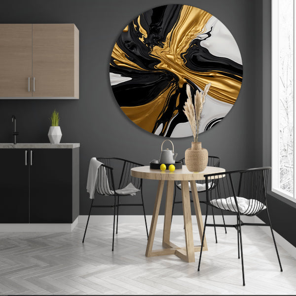 Dynamisch Zwart, Wit en Gouden Abstract Ontwerp forex muurcirkel