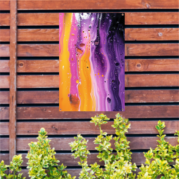 Kleurrijke abstracte kunst met dynamische textuur tuinposter