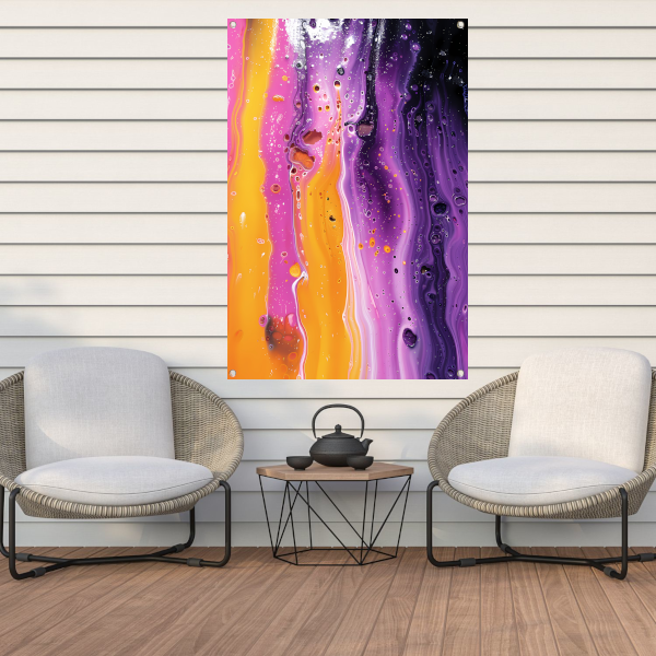 Kleurrijke abstracte kunst met dynamische textuur tuinposter