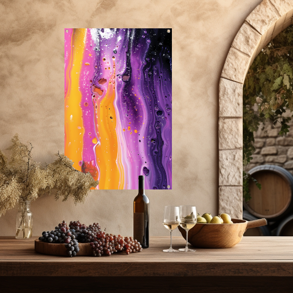 Kleurrijke abstracte kunst met dynamische textuur tuinposter