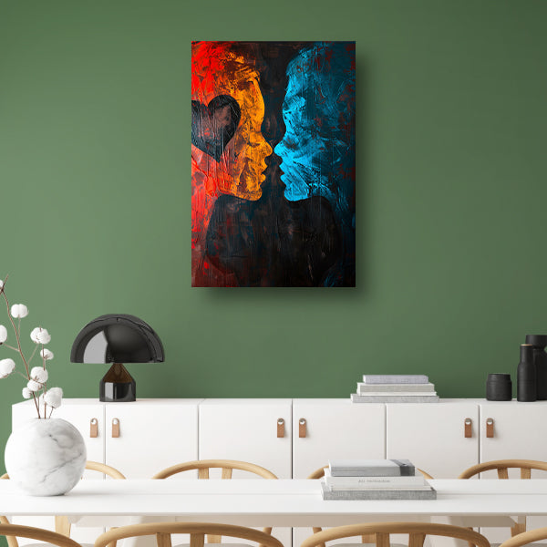 Abstract van twee gezichten en een hart poster