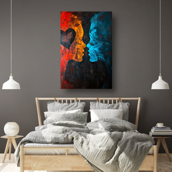 Abstract van twee gezichten en een hart poster