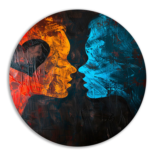 Abstract  van twee gezichten en een hart aluminium muurcirkel