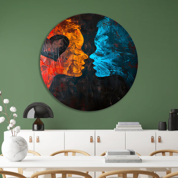 Abstract van twee gezichten en een hart forex muurcirkel