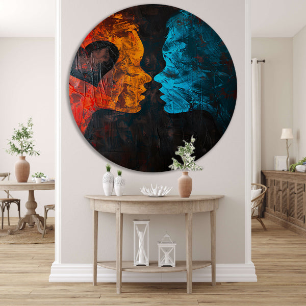 Abstract van twee gezichten en een hart forex muurcirkel