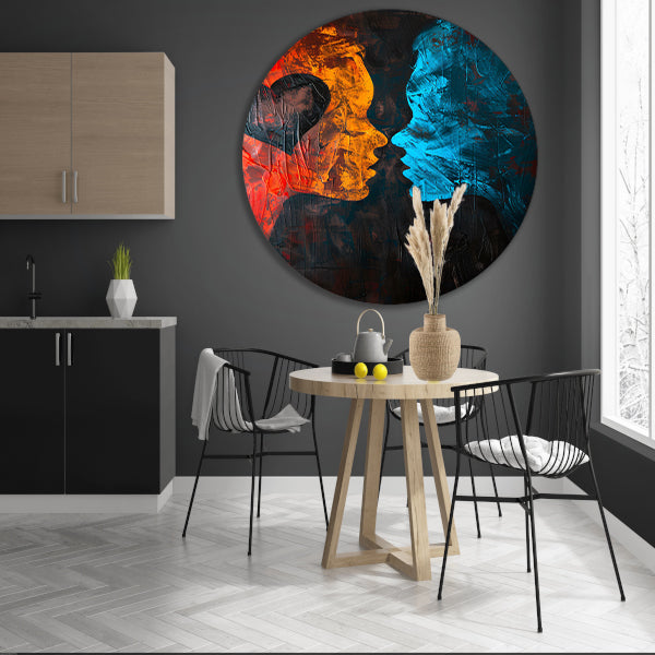Abstract van twee gezichten en een hart forex muurcirkel