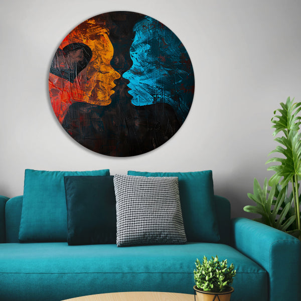 Abstract van twee gezichten en een hart forex muurcirkel