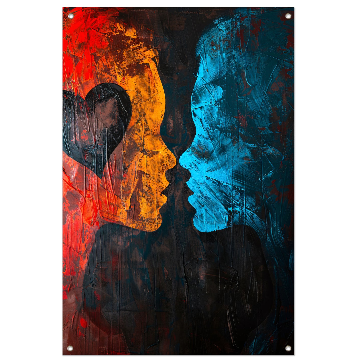 Abstract van twee gezichten en een hart tuinposter
