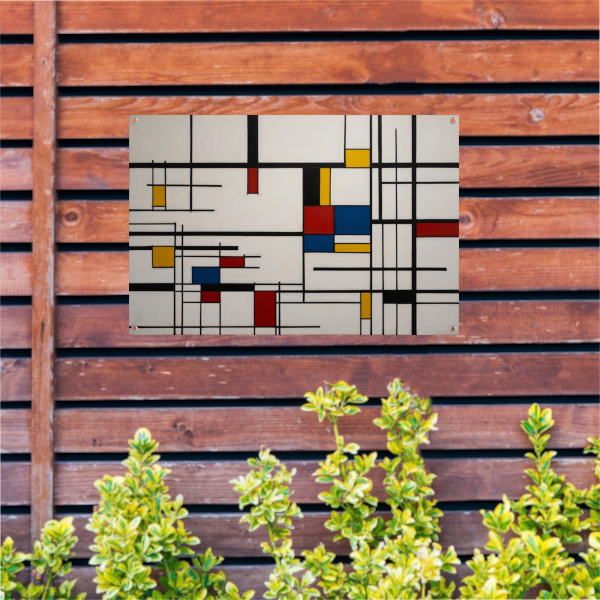 Geometrische Harmonie in Primaire Kleuren tuinposter