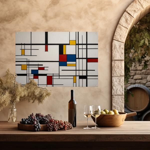 Geometrische Harmonie in Primaire Kleuren tuinposter