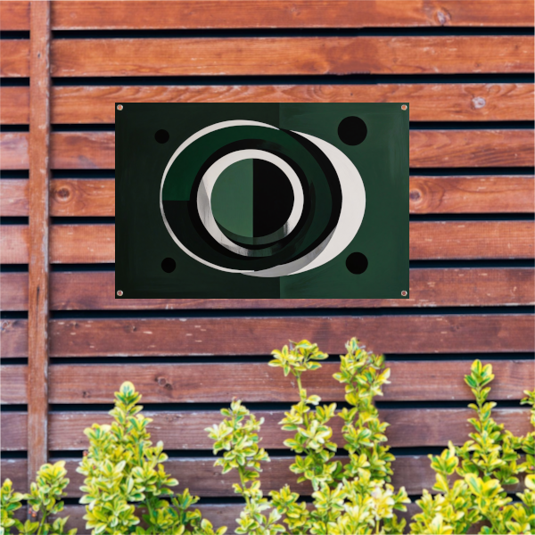 Overlappende Cirkels in Zwart, Wit en Groen tuinposter