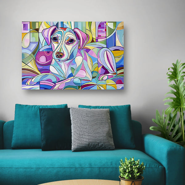 Kleurrijke abstracte illustratie van een hond acrylglas