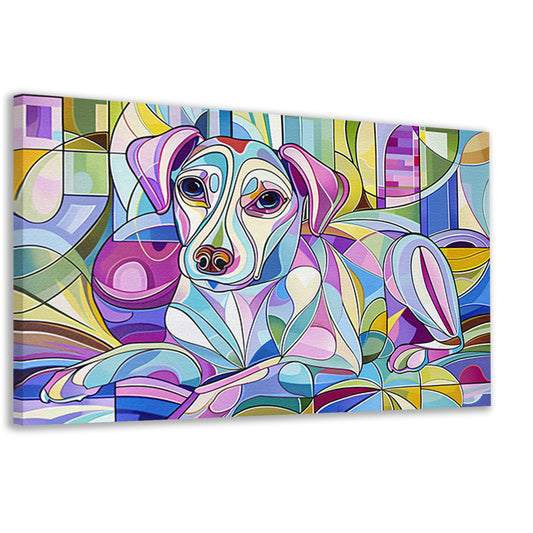 Kleurrijke abstracte illustratie van een hond canvas