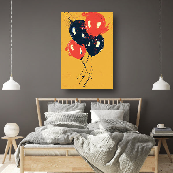 Rode en zwarte ballonnen met verfspatten poster