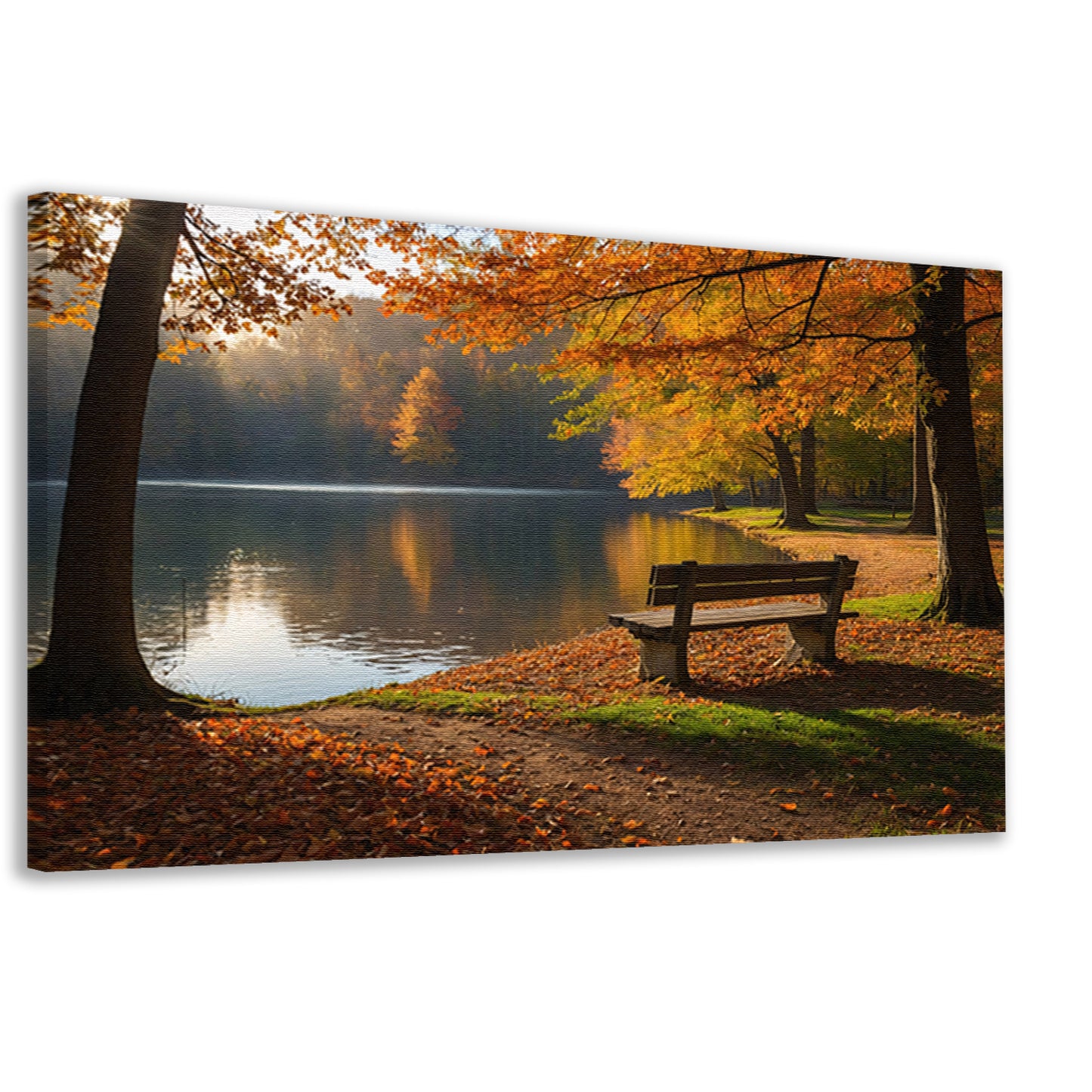 Prachtig herfstlandschap bij een rustig meer canvas