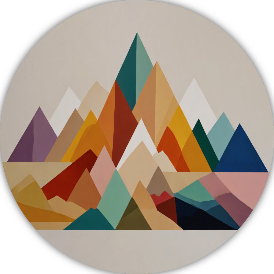 Abstract Geometrisch Kleurenspectrum Bergsilhouetten aluminium muurcirkel