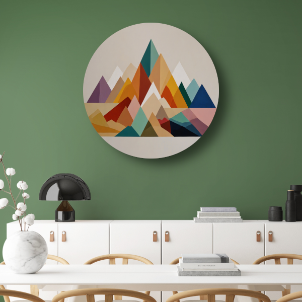Abstract Geometrisch Kleurenspectrum Bergsilhouetten aluminium muurcirkel