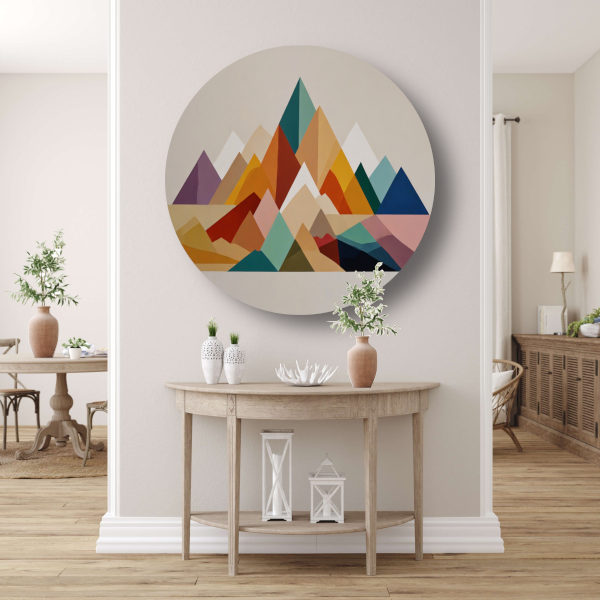 Abstract Geometrisch Kleurenspectrum Bergsilhouetten aluminium muurcirkel