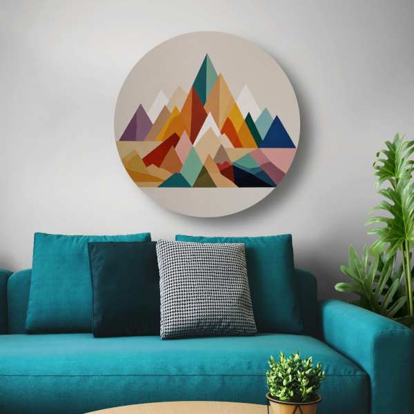 Abstract Geometrisch Kleurenspectrum Bergsilhouetten aluminium muurcirkel