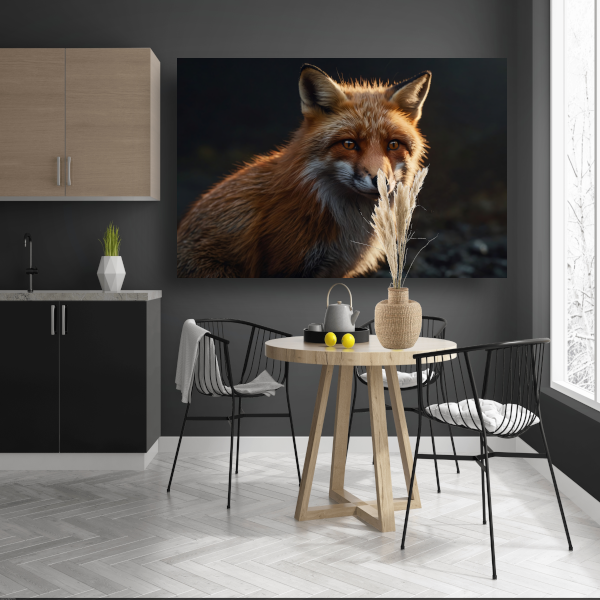 Een vos bij avondlicht in close-up canvas met baklijst