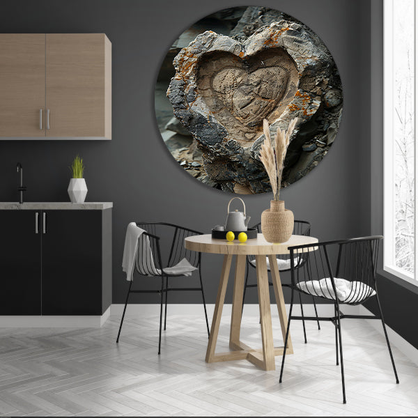 Hartvormige Steen met Natuurlijke Tinten aluminium muurcirkel