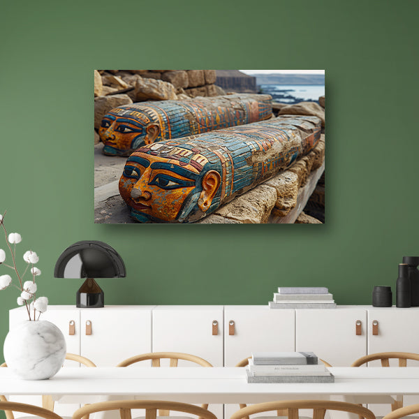 Abstract Basquiat canvas met baklijst