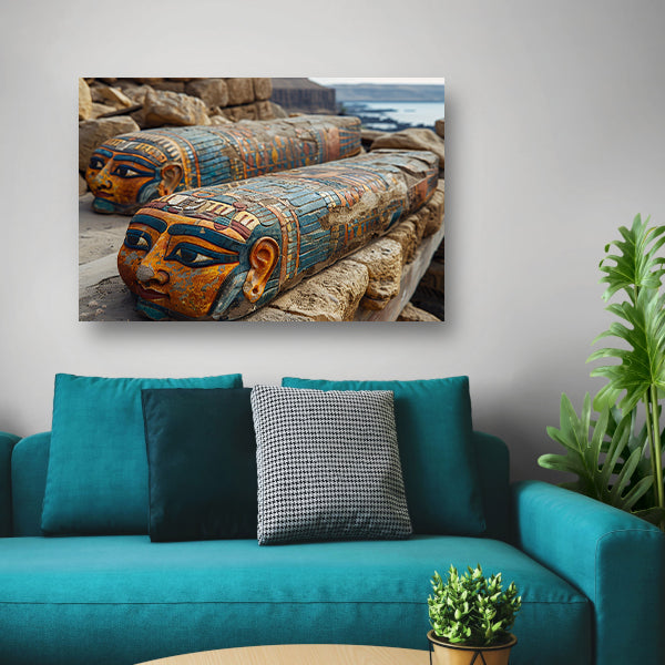 Abstract Basquiat canvas met baklijst