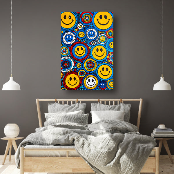Kleurrijk Smileys in Abstract Cirkels canvas