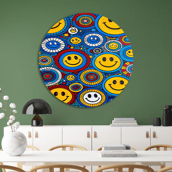 Kleurrijk Smileys in Abstract Cirkels forex muurcirkel