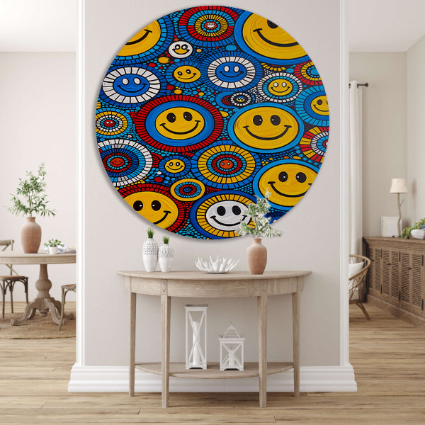 Kleurrijk Smileys in Abstract Cirkels forex muurcirkel