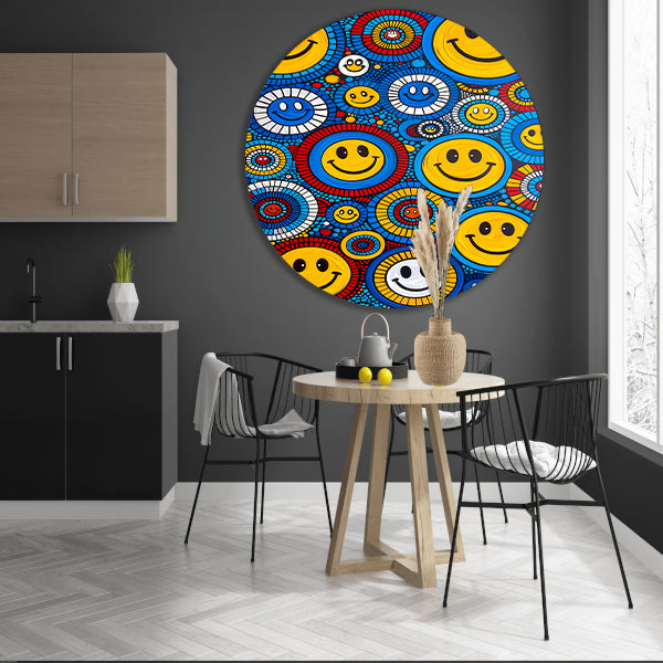 Kleurrijk Smileys in Abstract Cirkels forex muurcirkel