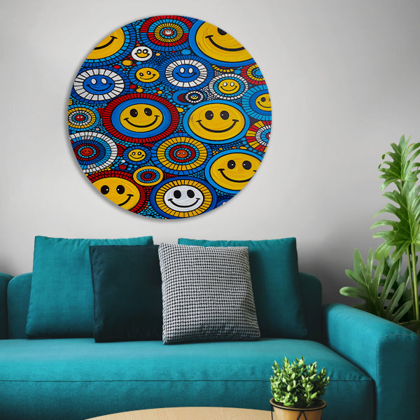 Kleurrijk Smileys in Abstract Cirkels forex muurcirkel